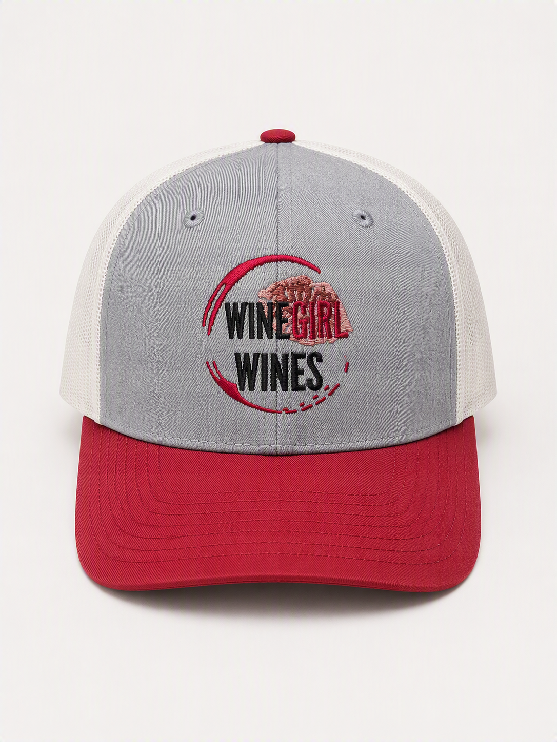 WINEGIRL WINE Trucker Hat - Gray + Red