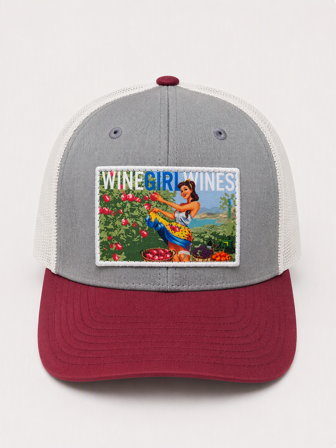 Apple Picker Girl - Gray + Burgundy